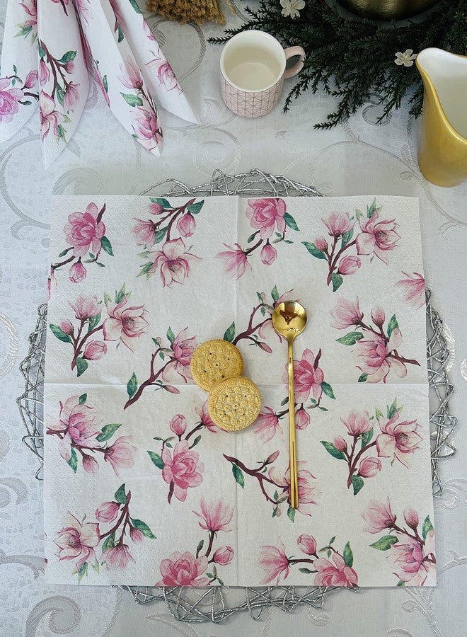 Importer AM Pink Magnolia Flowers Paper Napkins Tissue for Decoupage Luncheon Disposable -13" x 13" (Unfolded) Magnolia Springs - Image 4
